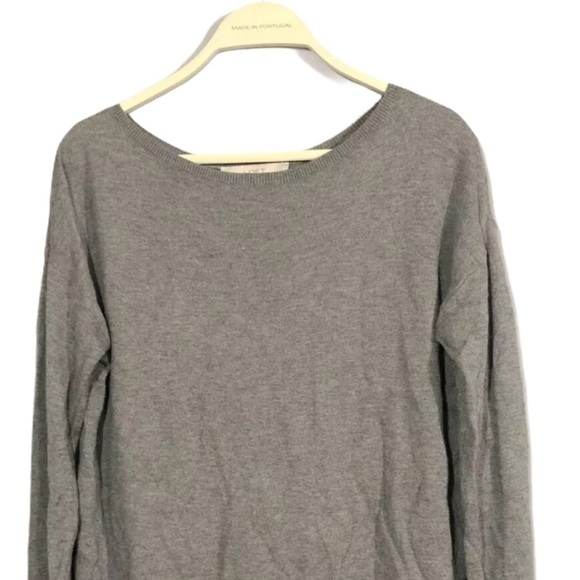 Loft sweater Gray Black Color Block stripe Pleat - Picture 3 of 10